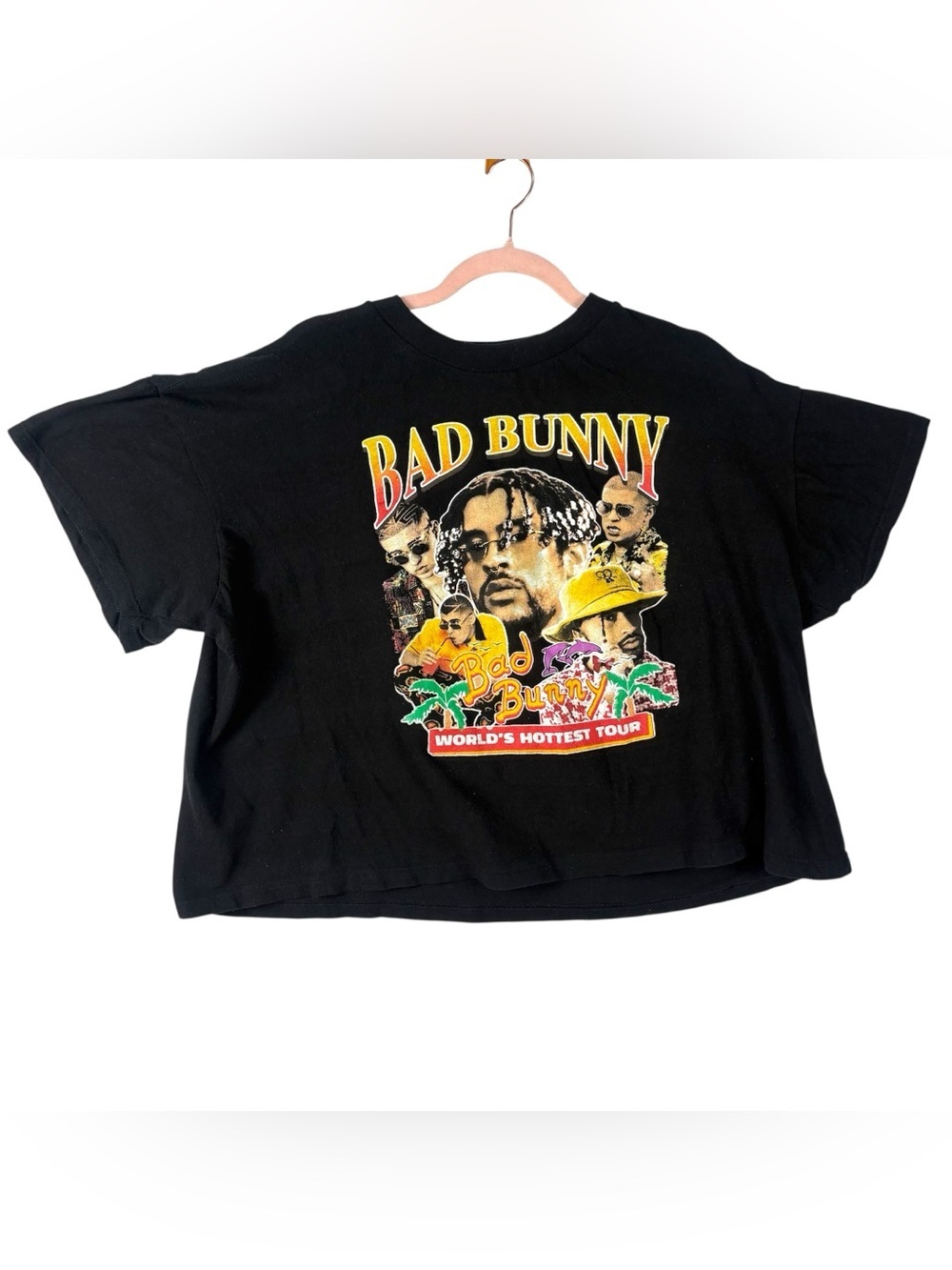 Bad Bunny "World's Hottest Tour" 2022 Merch Black Graphic Tee XL